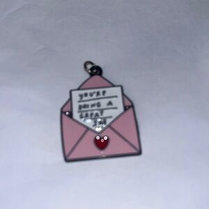 New Pink Envelope Charm with Heart pendant for necklace or bracelet